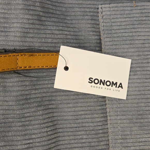 Sonoma Blue Corduroy Tote Bag with Tan Straps. New with Tags. - Picture 2 of 9